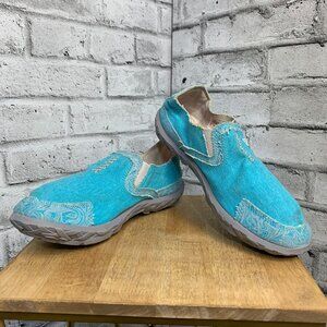 Cushe Slipper II Aqua Tropic Teal Canvas Slip On Shoe Sneakers 10 Loafers